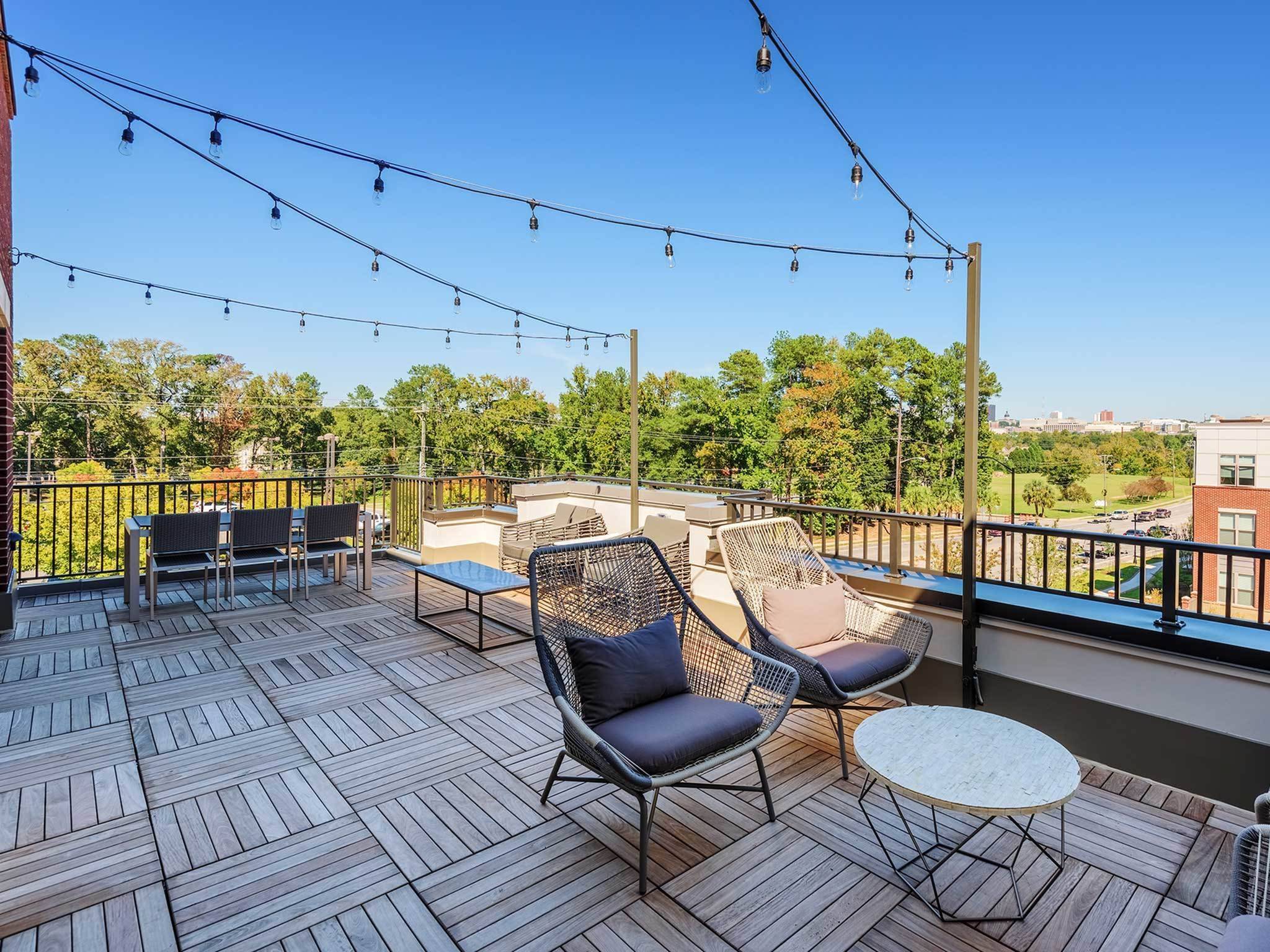 Advenir Sky Lounge with views of Downtown Columbia.